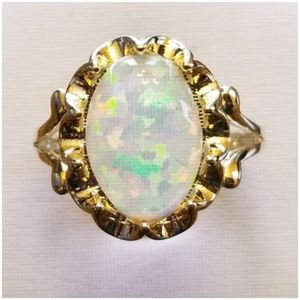 14k Yellow Gold Filled Fire Opal Ring Size 7